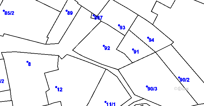 Parcela st. 92 v KÚ Šemíkovice, Katastrální mapa
