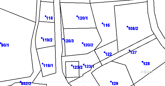 Parcela st. 120/2 v KÚ Šemíkovice, Katastrální mapa