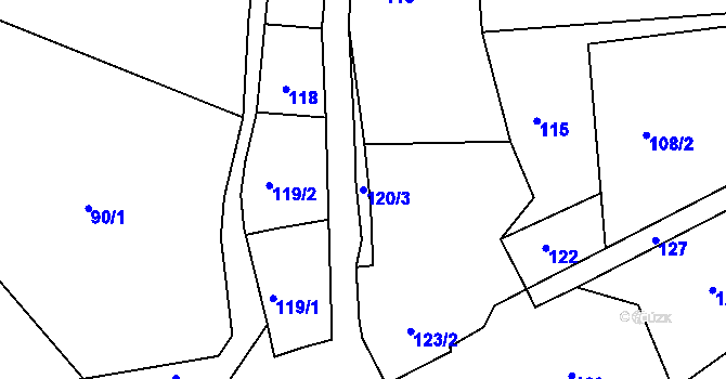 Parcela st. 120/3 v KÚ Šemíkovice, Katastrální mapa