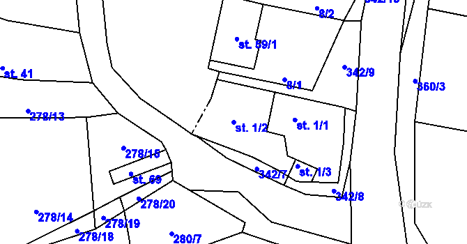 Parcela st. 1/2 v KÚ Bolkov u Roupova, Katastrální mapa