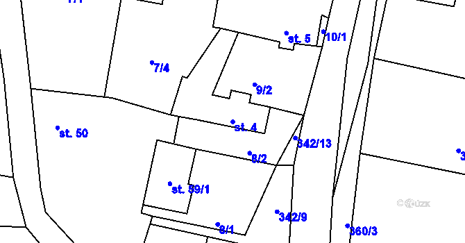Parcela st. 4 v KÚ Bolkov u Roupova, Katastrální mapa