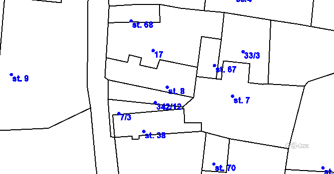 Parcela st. 8 v KÚ Bolkov u Roupova, Katastrální mapa