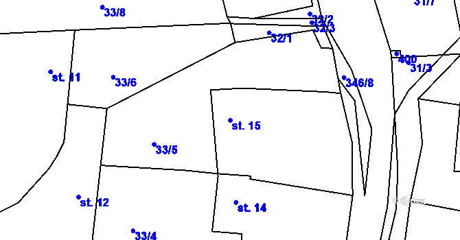 Parcela st. 15 v KÚ Bolkov u Roupova, Katastrální mapa