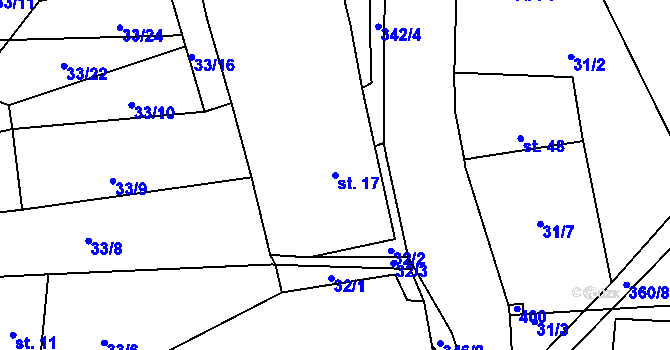 Parcela st. 17 v KÚ Bolkov u Roupova, Katastrální mapa