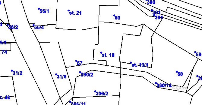 Parcela st. 18 v KÚ Bolkov u Roupova, Katastrální mapa