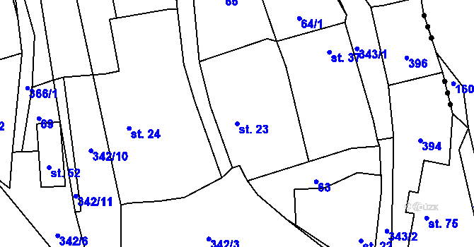 Parcela st. 23 v KÚ Bolkov u Roupova, Katastrální mapa