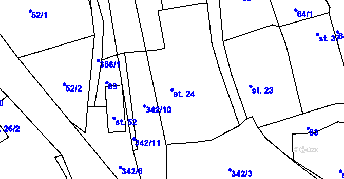 Parcela st. 24 v KÚ Bolkov u Roupova, Katastrální mapa