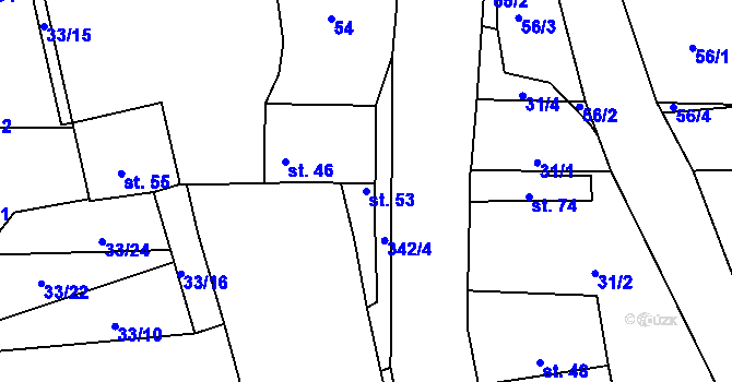 Parcela st. 53 v KÚ Bolkov u Roupova, Katastrální mapa