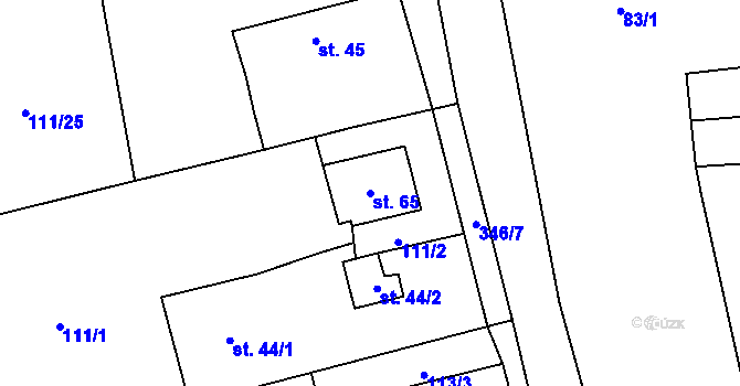 Parcela st. 65 v KÚ Bolkov u Roupova, Katastrální mapa