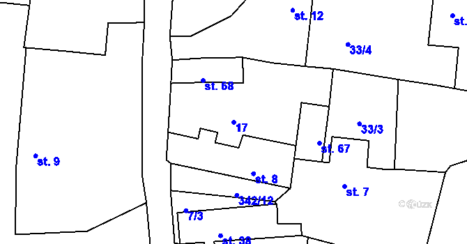 Parcela st. 17 v KÚ Bolkov u Roupova, Katastrální mapa