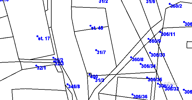 Parcela st. 31/7 v KÚ Bolkov u Roupova, Katastrální mapa