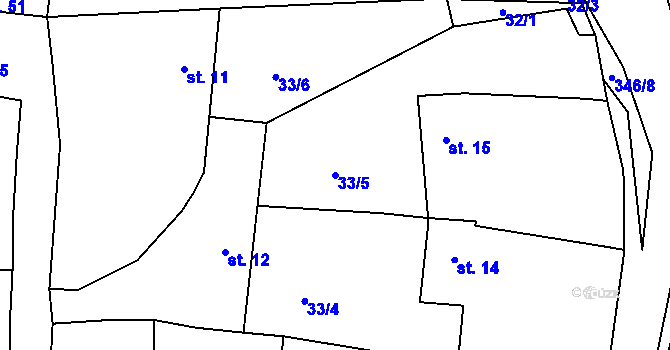 Parcela st. 33/5 v KÚ Bolkov u Roupova, Katastrální mapa
