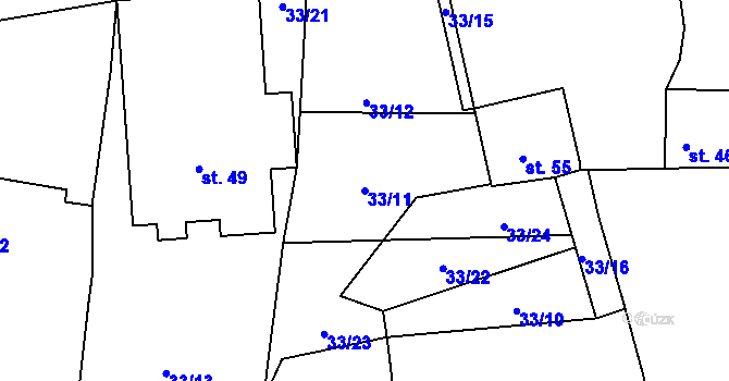 Parcela st. 33/11 v KÚ Bolkov u Roupova, Katastrální mapa
