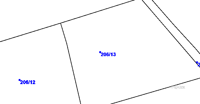 Parcela st. 206/13 v KÚ Bolkov u Roupova, Katastrální mapa