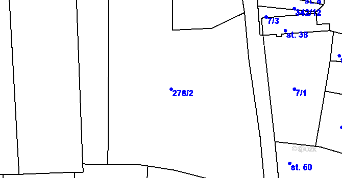 Parcela st. 278/2 v KÚ Bolkov u Roupova, Katastrální mapa