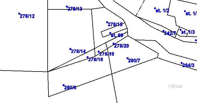 Parcela st. 278/19 v KÚ Bolkov u Roupova, Katastrální mapa