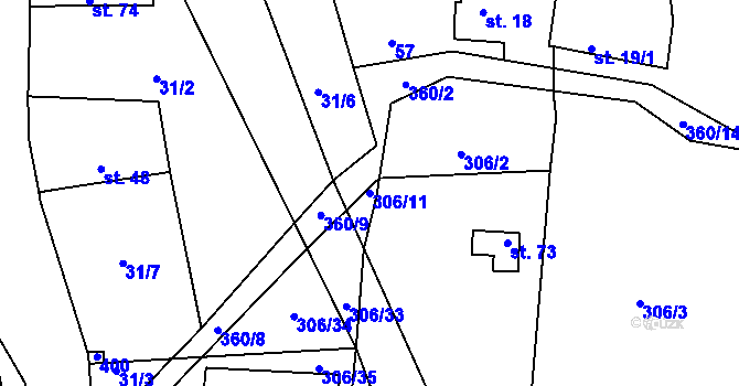 Parcela st. 306/11 v KÚ Bolkov u Roupova, Katastrální mapa