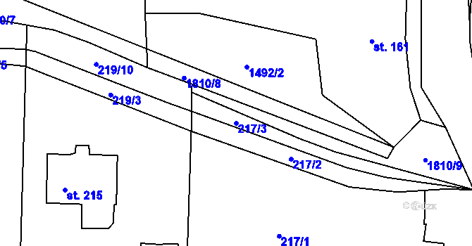 Parcela st. 217/3 v KÚ Roupov, Katastrální mapa