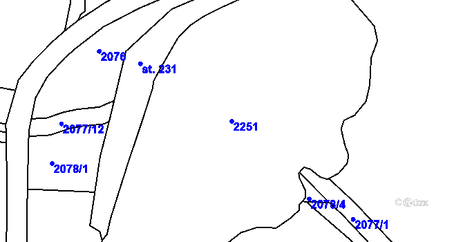 Parcela st. 2251 v KÚ Roupov, Katastrální mapa