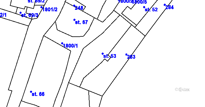 Parcela st. 53 v KÚ Roupov, Katastrální mapa