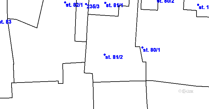 Parcela st. 81/2 v KÚ Roupov, Katastrální mapa