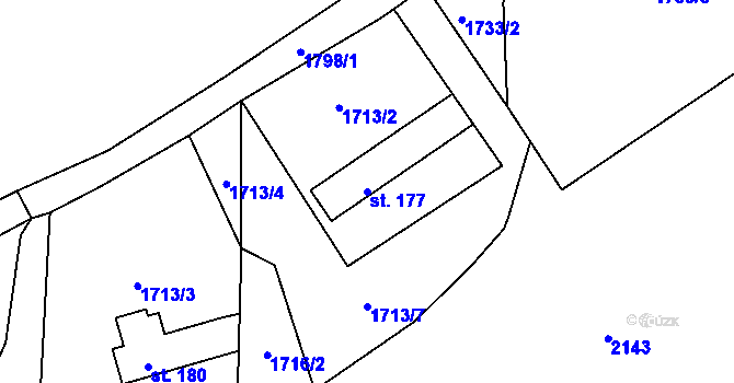 Parcela st. 177 v KÚ Roupov, Katastrální mapa