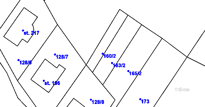 Parcela st. 160/2 v KÚ Roupov, Katastrální mapa