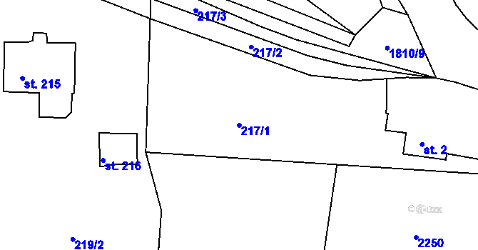 Parcela st. 217/1 v KÚ Roupov, Katastrální mapa