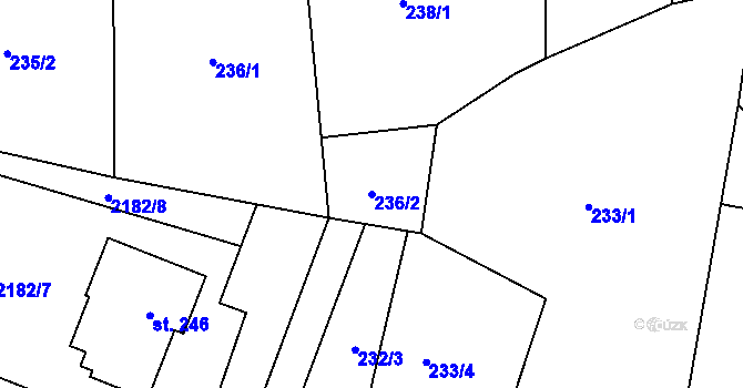 Parcela st. 236/2 v KÚ Roupov, Katastrální mapa