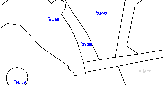 Parcela st. 280/6 v KÚ Roupov, Katastrální mapa