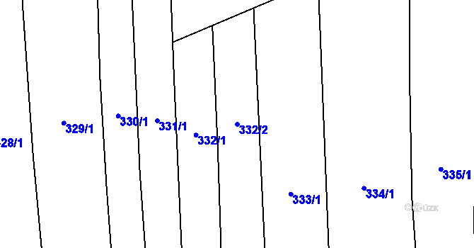 Parcela st. 332/2 v KÚ Roupov, Katastrální mapa