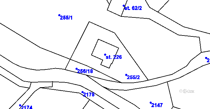 Parcela st. 226 v KÚ Roupov, Katastrální mapa