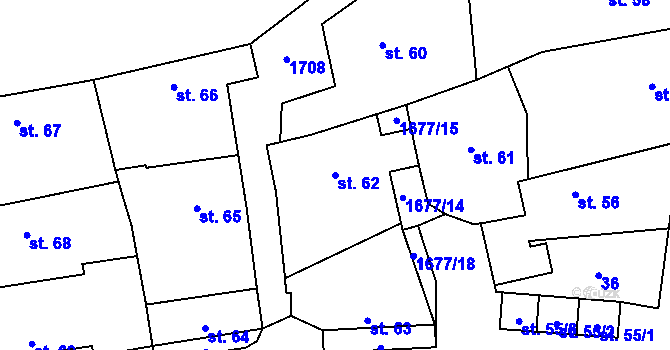 Parcela st. 62 v KÚ Rousínov u Rakovníka, Katastrální mapa