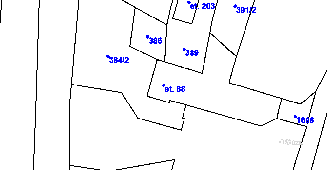 Parcela st. 88 v KÚ Rousínov u Rakovníka, Katastrální mapa