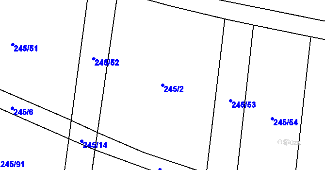 Parcela st. 245/2 v KÚ Rousínov u Rakovníka, Katastrální mapa