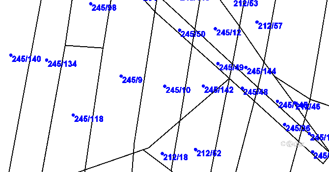 Parcela st. 245/10 v KÚ Rousínov u Rakovníka, Katastrální mapa