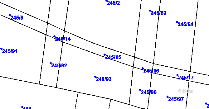 Parcela st. 245/15 v KÚ Rousínov u Rakovníka, Katastrální mapa