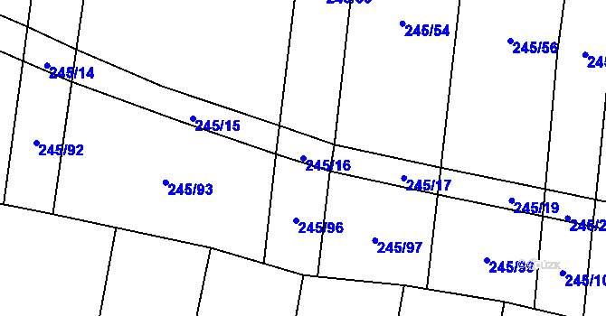 Parcela st. 245/16 v KÚ Rousínov u Rakovníka, Katastrální mapa