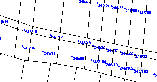 Parcela st. 245/19 v KÚ Rousínov u Rakovníka, Katastrální mapa