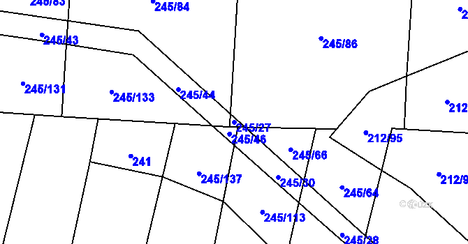 Parcela st. 245/27 v KÚ Rousínov u Rakovníka, Katastrální mapa