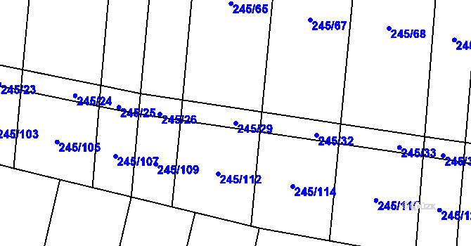 Parcela st. 245/29 v KÚ Rousínov u Rakovníka, Katastrální mapa