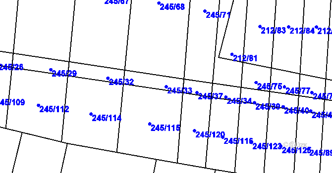 Parcela st. 245/33 v KÚ Rousínov u Rakovníka, Katastrální mapa