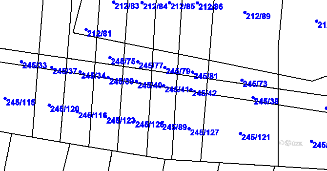 Parcela st. 245/41 v KÚ Rousínov u Rakovníka, Katastrální mapa