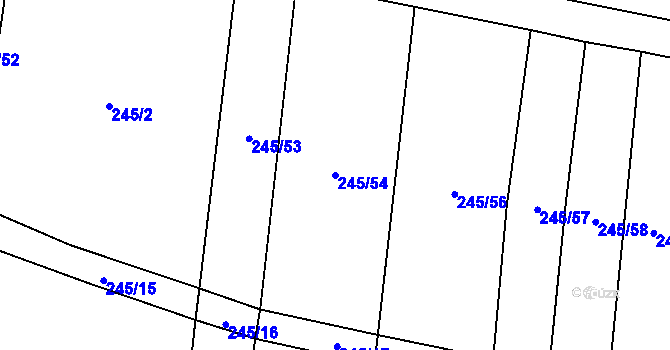 Parcela st. 245/54 v KÚ Rousínov u Rakovníka, Katastrální mapa