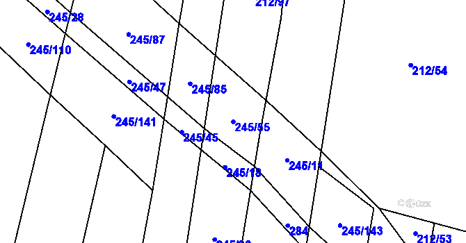 Parcela st. 245/55 v KÚ Rousínov u Rakovníka, Katastrální mapa