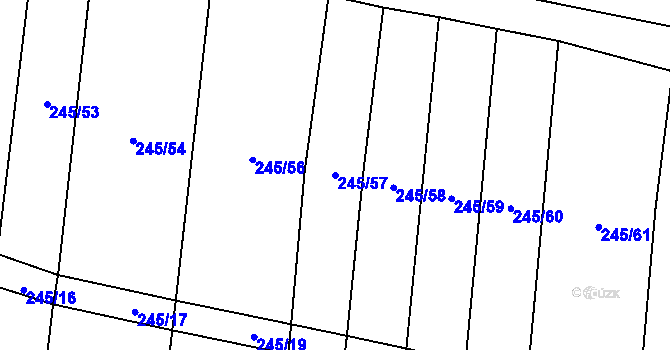 Parcela st. 245/57 v KÚ Rousínov u Rakovníka, Katastrální mapa