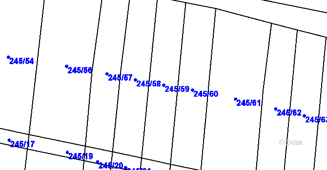 Parcela st. 245/59 v KÚ Rousínov u Rakovníka, Katastrální mapa