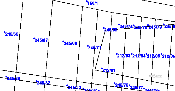 Parcela st. 245/71 v KÚ Rousínov u Rakovníka, Katastrální mapa