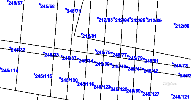 Parcela st. 245/75 v KÚ Rousínov u Rakovníka, Katastrální mapa