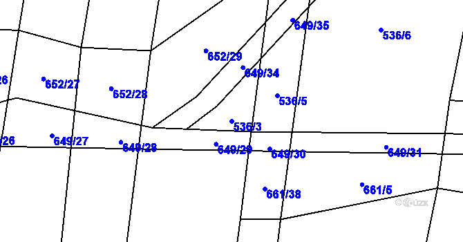 Parcela st. 536/3 v KÚ Rousínov u Rakovníka, Katastrální mapa